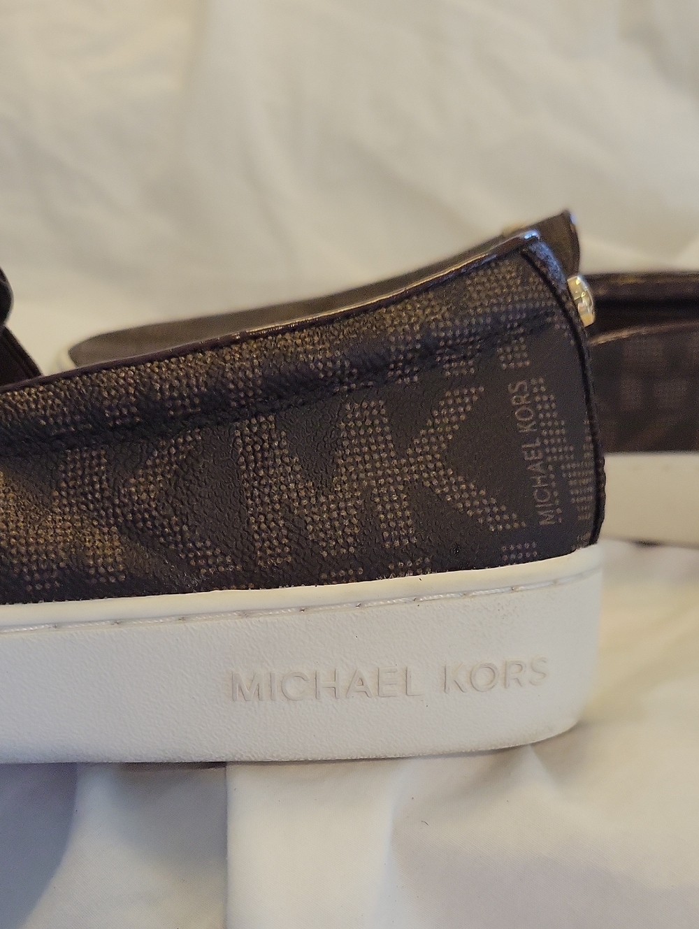 Michael Kors Brown Logo Slip-On Sneakers with White Sole - Picture 5 of 9
